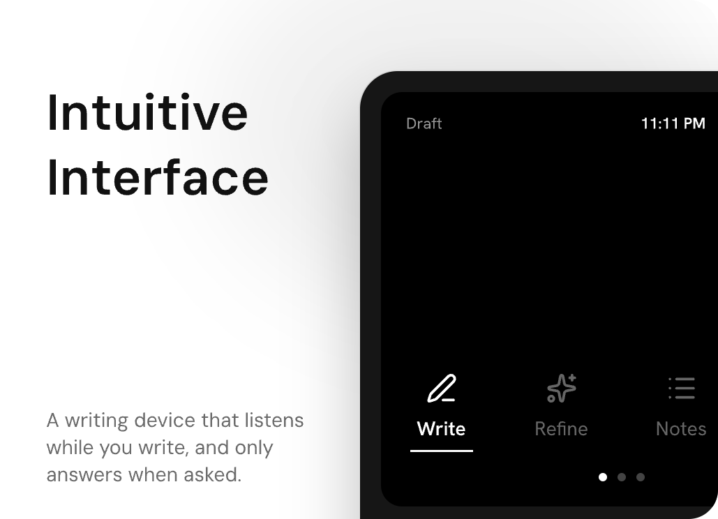 Vellum writing device interface concept